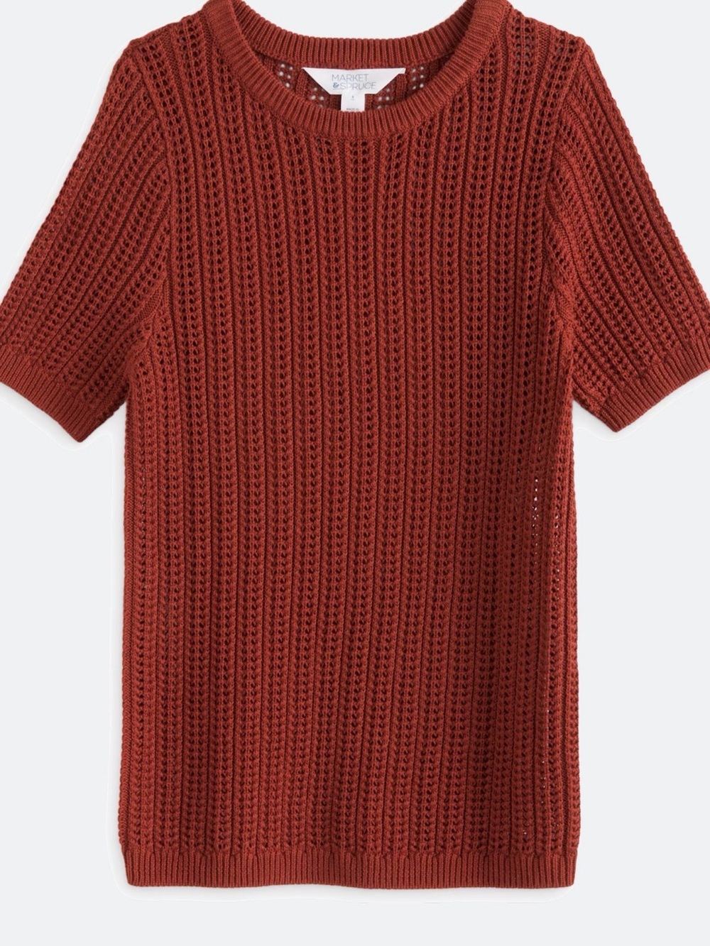 Market & Spruce Women's Short-Sleeve Crew Sweater - Rust